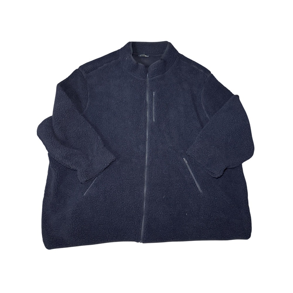 King Size Mens 6XL Big Navy Full Zip Sherpa Fleece Jacket Gorpcore Outdoor